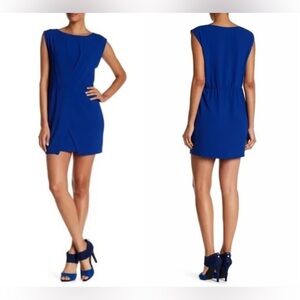 Halston Heritage Cobalt Blue Cap Sleeve Cocktail Dress. Size Small